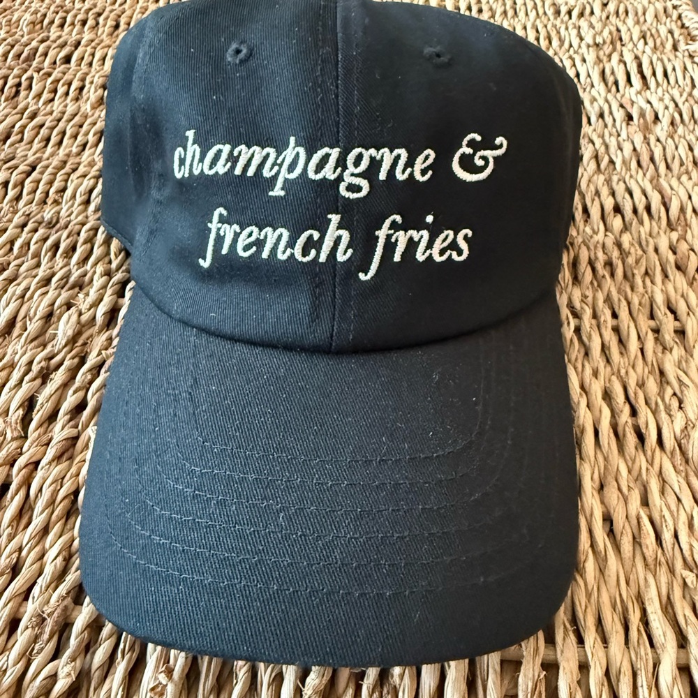 NWT Kate Spade x Target Champagne and French Fries Baseball Hat Cap Black